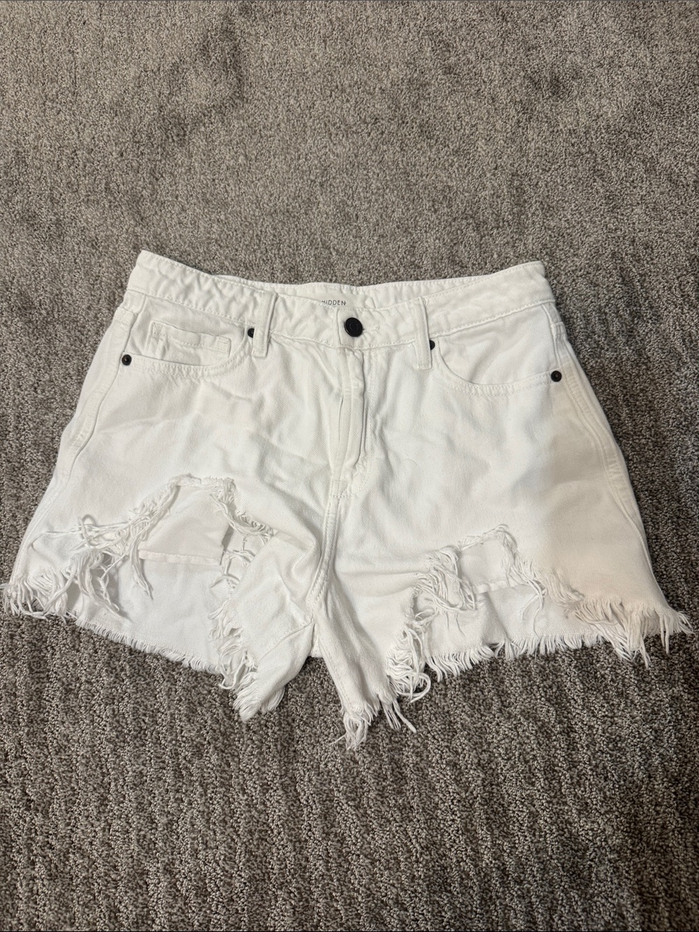 White Distressed Denim Shorts